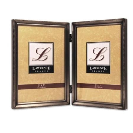 Blueprints Antique Pewter 5x7 Hinged Double Picture Frame - Bead Border Design BL24924
